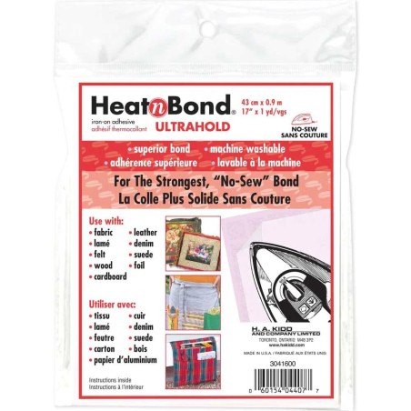 HEATNBOND ULTRA HOLD IRON-ON ADHESIVE SHEETS - 43CM X .9M (17" X 1YD) PKG.